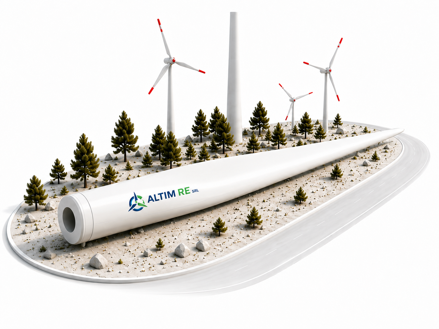 The challenge: retired wind turbine blade scene